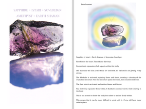 Multi Andara from Lady Nellie: Sapphire + Istari +Sovereign Amethyst+ Earth Shaman.  Create a descent and expansion of all aspects within this body.  This is not a stone to leave the body, but rather to anchor firmly within.  Rainbow  on the back of the Andara.