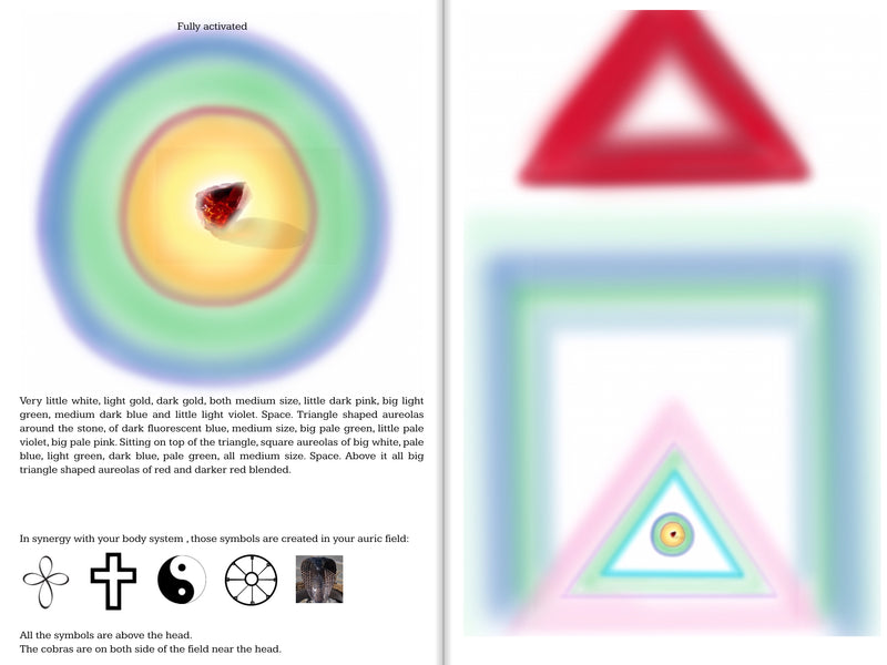 Auras of the Lemurian Sunrise Andara. Lady Nellie Andara, Lemurian Sunrise with Opaque and clear red as well as yellow.  The Lemurian Sunrise Andara, are the best to explore the Journey on this earth.  It helps with remembering all that you were ... before...  This variety of Andara with yellow is even more powerful then the all red Lemurian Sunrise.